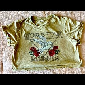 Tan cropped graphic Journey T never worn, vintage look